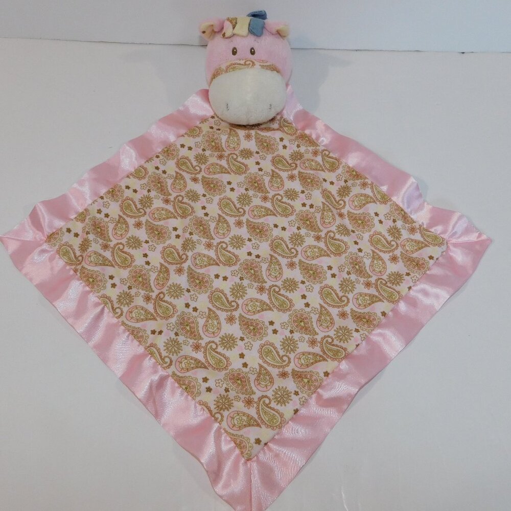Baby Ganz Wee Western Mini Blankie Pink Pony Brown Paisley Security Blanket